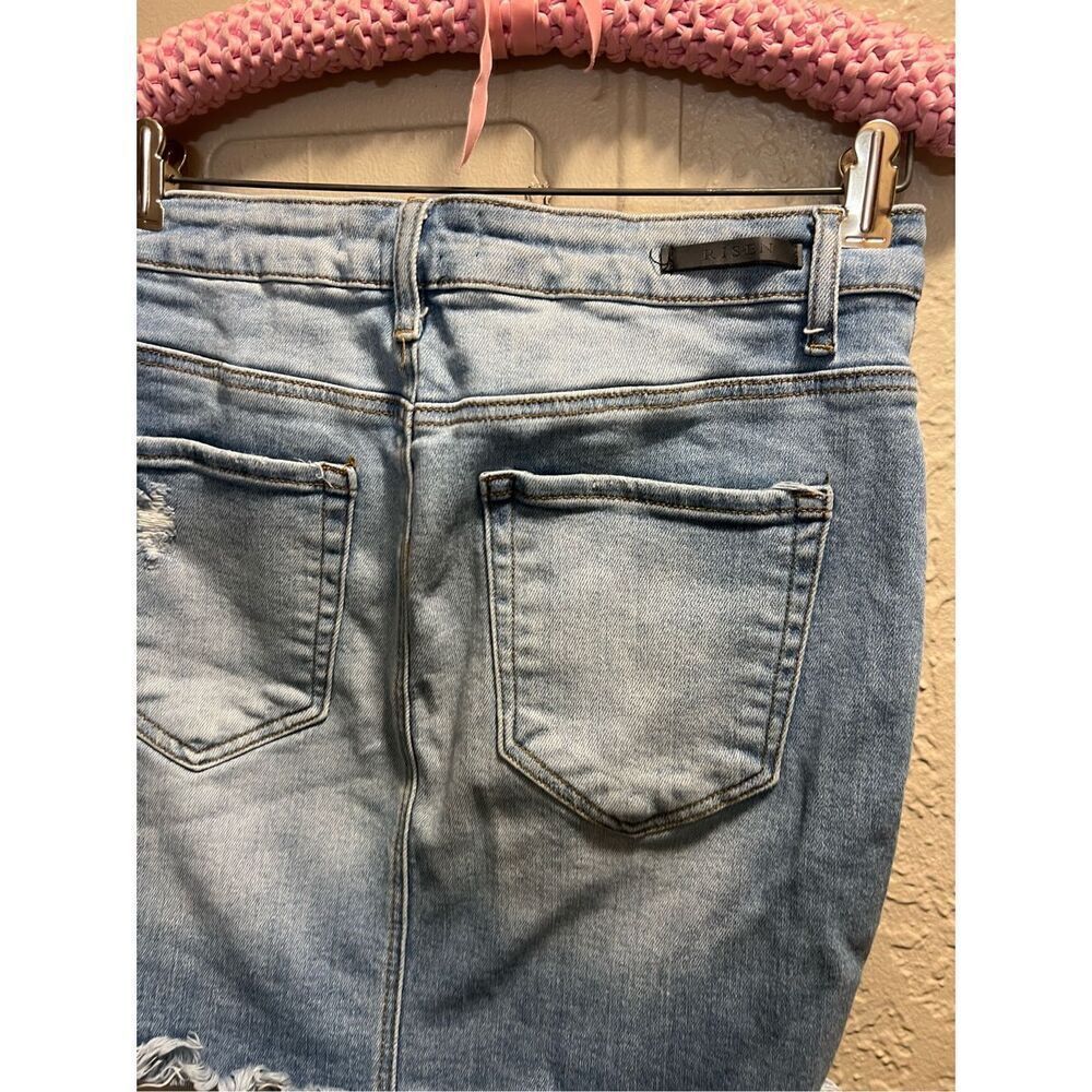 Risen Los Angeles Distressed Denim Skirt Woman’s Size Large - Picture 9 of 11